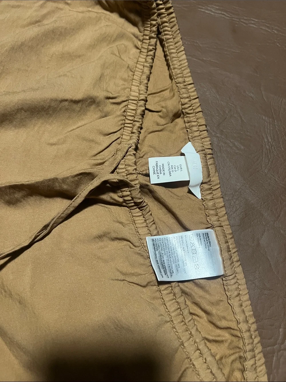 Womens Drawstring Cotton-Linen Blend Pants - Tan